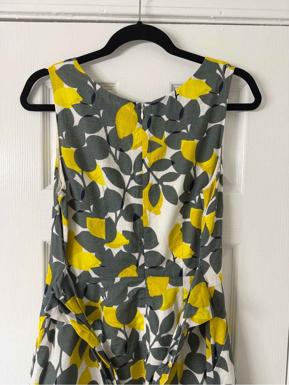 Boden Jade Fit & Flare Midi Dress 8 Lemon Print Cotton Linen Blend Summer Fruit - Picture 7 of 12